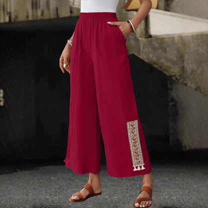 👖 Elasztikus széles nadrág – Kényelem és elegancia egyben🌸 Ruffles szélű polieszter nadrág – Modern stílus minden napra!