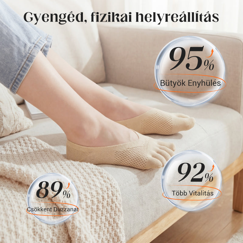 🔥🔥8 pár+2 pár ingyenes🌸💨 Láthatatlan, légáteresztő zokni🧦✨ Német minőségű bársony ötujjú zokni: 24 órás fájdalommentes lábajánlat!
