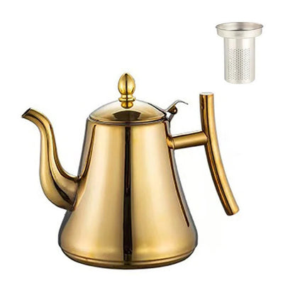 ✨ Prémium kávé és teakancsó☕ Rozsdamentes acél teáskanna hajlított kifolyóval – Precíz öntés, beépített tea szűrővel!