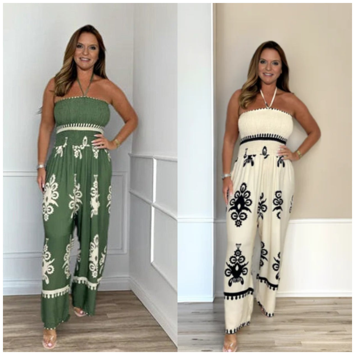 😍2026-os csőtopos🎁 Ajándék nyaklánc! Magas derékú Bardot jumpsuit✨ Nyári laza jumpsuit elöl csomózható kialakítással – Strandhoz, randira és nyaraláshoz tökéletes!