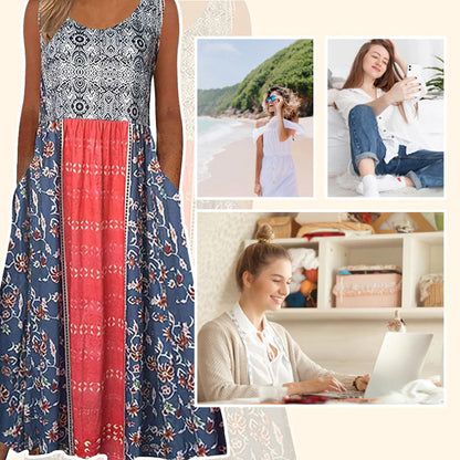 😊50% kedvezmény📿Ingyenes gyönyörű nyaklánc🌸 Virágmintás hosszú ujjatlan ruha – Lélegző, puhaság és nyári elegancka!
