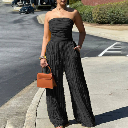 【😍 50% kedvezmény🎁Ingyenes ajándék】💃✨ Chic jumpsuit – Bandeau váll + magas derék – Teljes sziluett egy kényelmes darabban!
