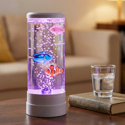 🐠 Buborékhalas hangulatlámpa🌈 7 színű LED lámpa – Távirányítós relaxációs dekorlámpa！