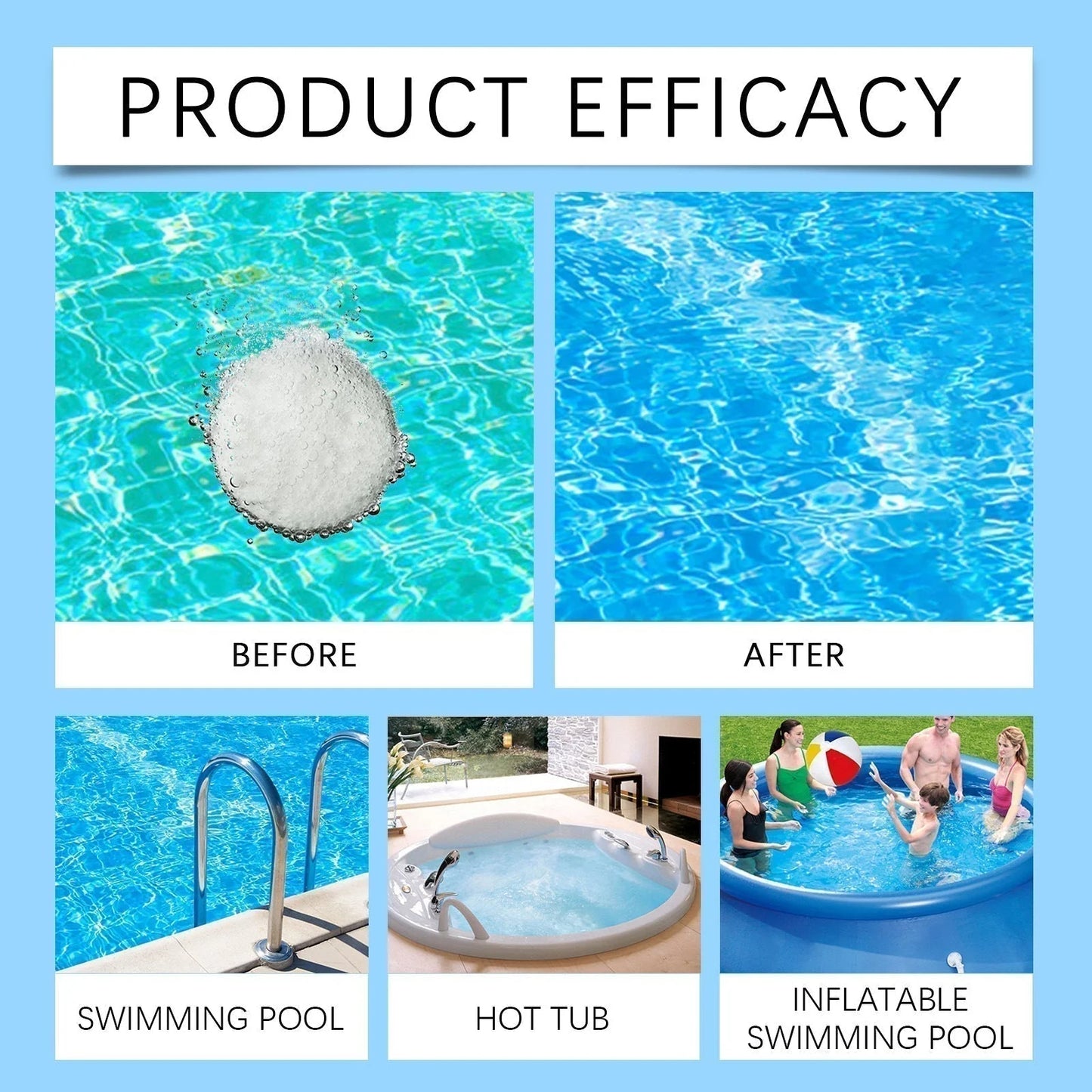 🎁1+1 INGYEN (2 db)🏊‍♂️ Medencetisztító tabletták kristálytiszta vízért – cseppentsd bele, oldd fel, merülj bele! 🌊✨