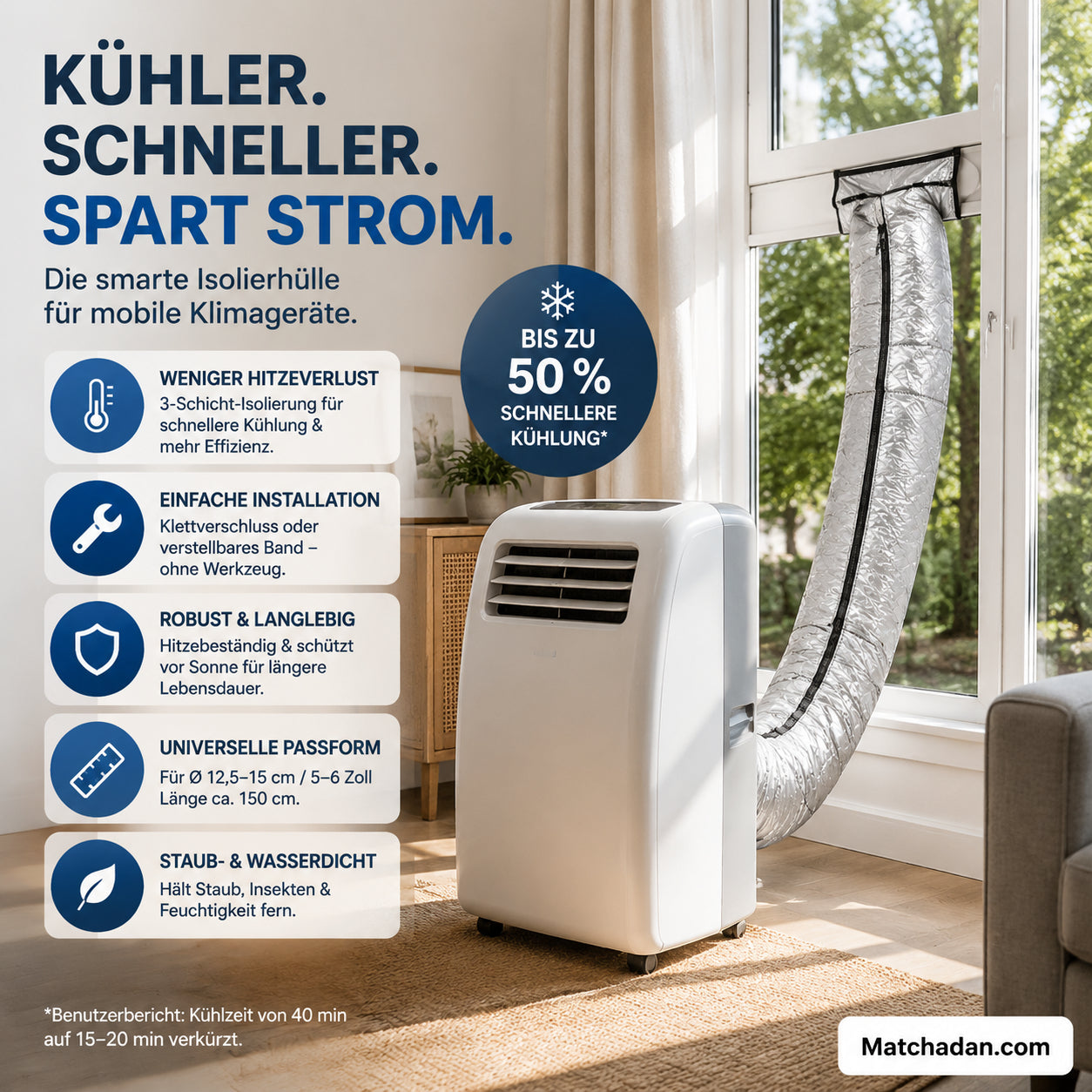 ❄️ Hőszigetelő csőburkolat mobil klímákhoz🛡️ 3 rétegű hőszigetelés🌡️ Kevesebb hő, gyorsabb hűtés💰Alacsonyabb villanyszámla！