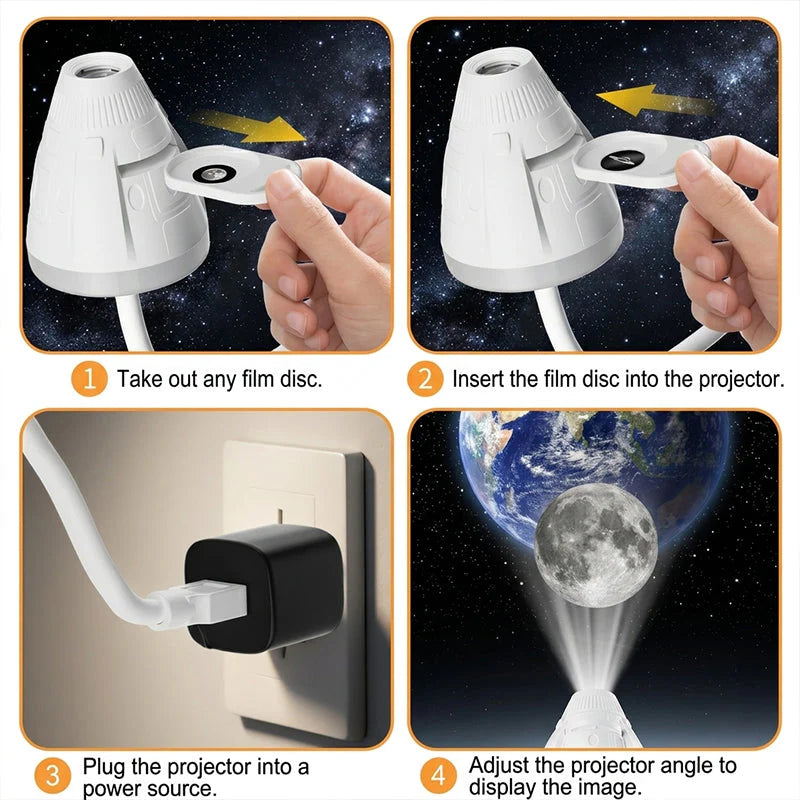 🌌 Állítható fókuszú HD űrprojektor🚀 Egyedi űrkapszula design + USB-s tápellátás!