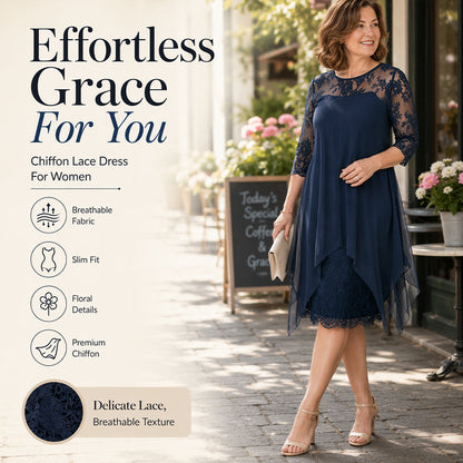 📿Ingyenes rózsa nyaklánc👗🌸 Chiffon csipkeruha – Légáteresztő, laza szabás, finom virágos részletekkel, S–3XL-ig! ✨💃