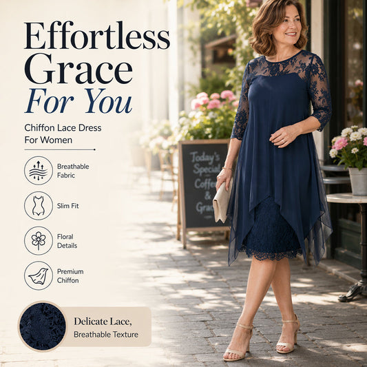 📿Ingyenes rózsa nyaklánc👗🌸 Chiffon csipkeruha – Légáteresztő, laza szabás, finom virágos részletekkel, S–3XL-ig! ✨💃