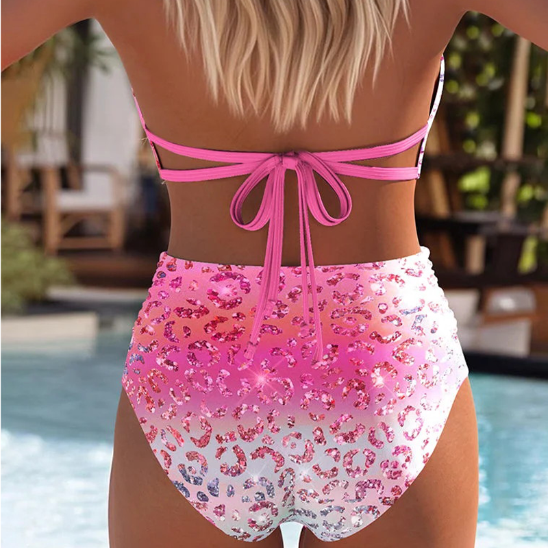 🎁Ingyenes ajándék-📿Gyönyörű nyaklánc😜45% árcsökkentés 👙Gradien állatnyomatú bikini szett – Magas derék, stílusos és kényelmes！🌊