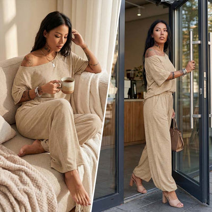 🌸💫 Kétrészes laza szett – Laza széles szárú nadrággal, puha légáteresztő anyagból, S–2XL-ig! ✨💃