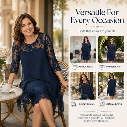 📿Ingyenes rózsa nyaklánc👗🌸 Chiffon csipkeruha – Légáteresztő, laza szabás, finom virágos részletekkel, S–3XL-ig! ✨💃