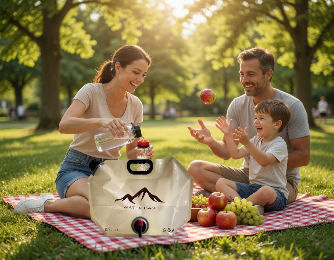 💧 IDŐKORLÁTOS 50% KEDVEZMÉNY! 🏕️ Összecsukható kültéri víztartály – 8 literes űrtartalom, csap, összecsukható 🌲