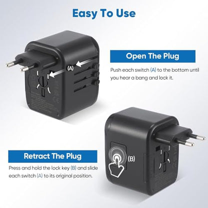 ✈️⚡ Univerzális utazási adapter – GaN 20W gyorstöltés, 180+ országban használható!🌍🔌 5 az 1-ben világadapter – dupla biztosíték, biztonságos töltés mindenhol!