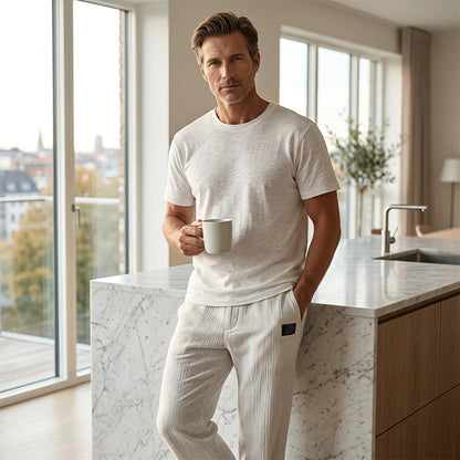 📿Ingyenes gyönyörű karkötő💕Korlátozott ideig 70% kedvezmény!!🌬️✨ Férfi pamut-len széles szárú nadrág👖🌞 Kiváló minőségű len-pamut keverékből készült, széles szárú nadrág – a strandtól az irodáig, könnyedén illeszkedik mindenféle stílushoz!