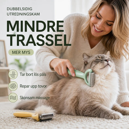 🐕✨Kétoldalas szőrkefe háziállatok számára – Eltávolítja a szőrcsomókat és a kihullott szőrszálakat | MOST 50 %-os kedvezménnyel! 🐱💚