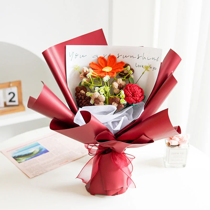 🔥1+1 ingyenes💐 Kézzel horgolt virágcsokor 🎁 Allergiabarát virágajándék – Soha nem hervad, mindig friss!