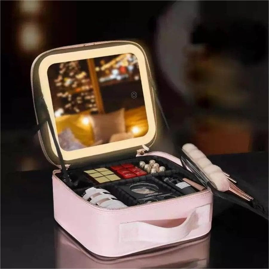 🔥🔝 Legnépszerűbb termékek💄 LED tükörrel ellátott utazó sminktáska – Többrekeszes, rendezett tárolás útközben!✨ Beépített világító tükörrel bárhol sminkelhetsz!