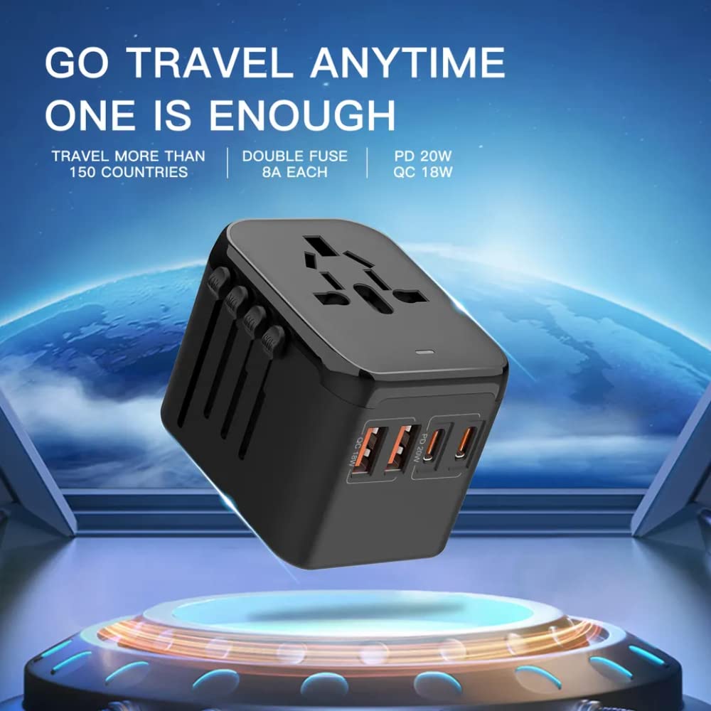 ✈️⚡ Univerzális utazási adapter – GaN 20W gyorstöltés, 180+ országban használható!🌍🔌 5 az 1-ben világadapter – dupla biztosíték, biztonságos töltés mindenhol!