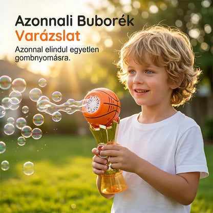 🎵 Motoros buborékfúvó – Sporttrófea formájú, villogó LED-ekkel, folyadékkal együtt – Utánvéttel 🎯