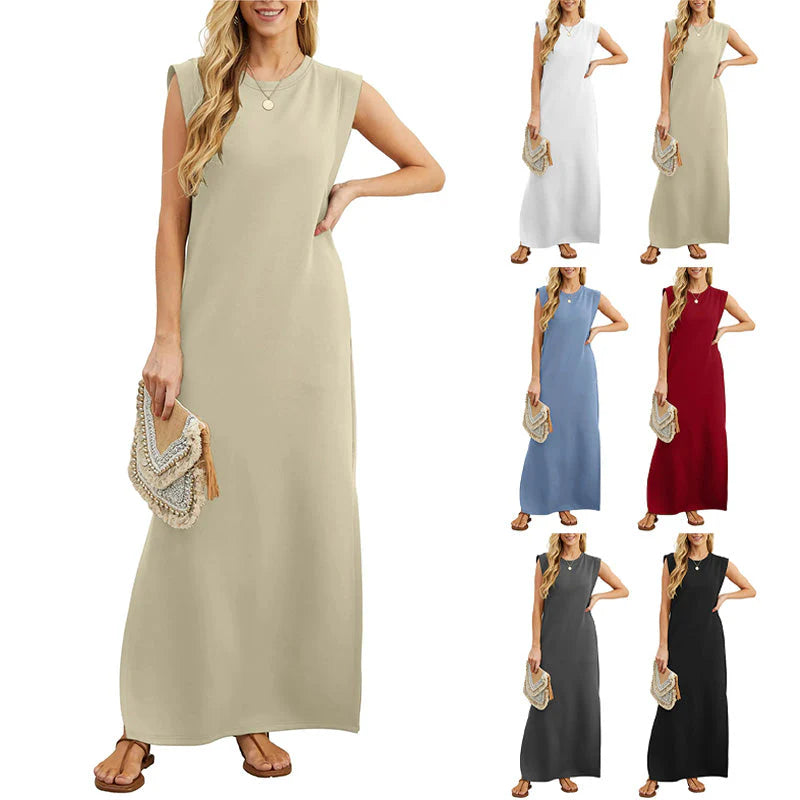 🎁Ingyenes ajándék📿Gyönyörű nyaklánc☀️ Nyári pamut ruha✨ Osztott szegélyű laza ruha – Tökéletes mindennapokra és nyári alkalmakra!