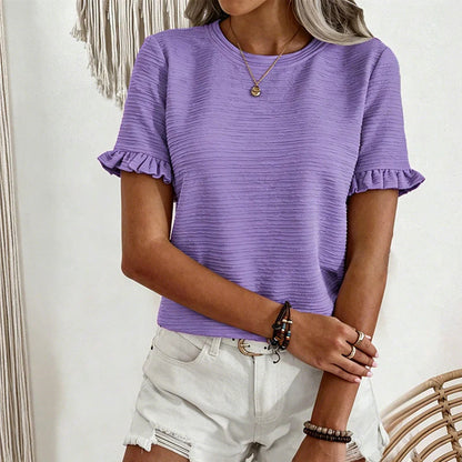📿Ingyenes gyönyörű nyaklánc🌸 MOST 50% KEDVEZMÉNY! 👚 Elegáns fodros ujjú nyári felső🌬️ Prémium minőségű texturált szövet！