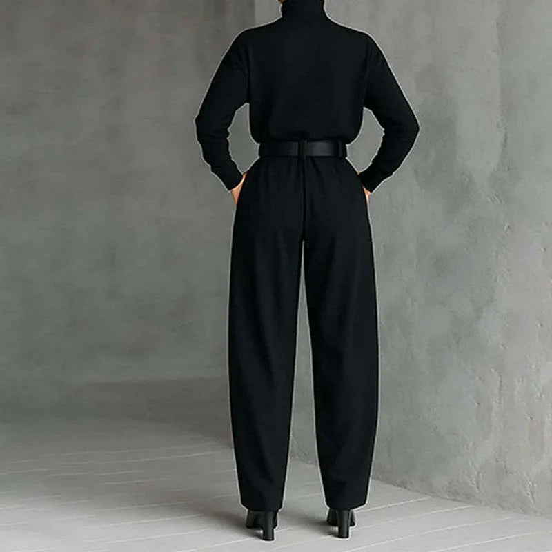 🎁Ingyenes ajándék-📿Gyönyörű nyaklánc✨ Női két részes szett👗 Garbó + nadrág szett – Kényelmes, kifinomult irodai és alkalmi ruha!