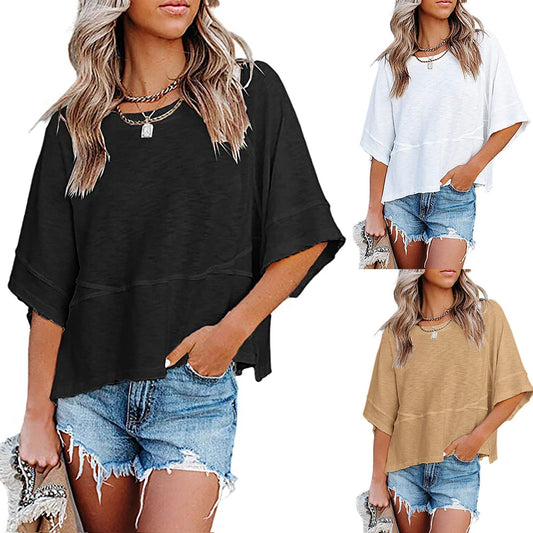 💥🎁Ingyenes ajándék👚 Harangujjú női póló✨ Puha lélegző póló– Laza szabás, mindennapi tökéletes stílus!