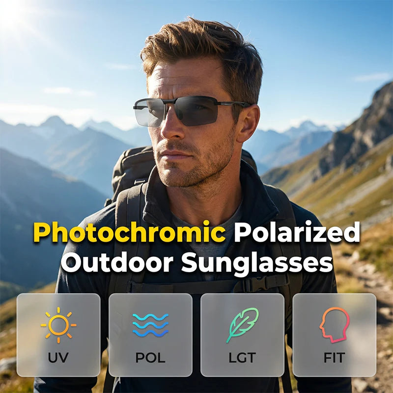 🕶️ Fotokróm polarizált napszemüveg 🌓 UV-védelem, káprázásgátlás☀️Vezetéshez, horgászathoz, szabadtéri sportokhoz!