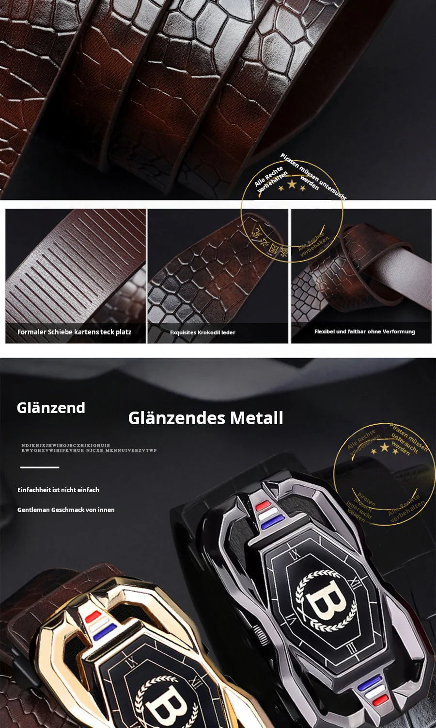 😍 50% kedvezmény🎩💼 Elegáns és praktikus: krokodilbőr és fényes fém a modern úriember számára!