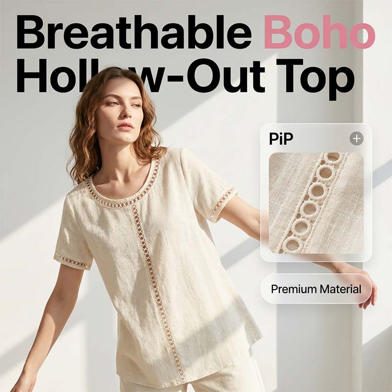 🌸👚 Bohém áttört felső – Légáteresztő, puha pamutkeverék, 6 színben! ✨💫