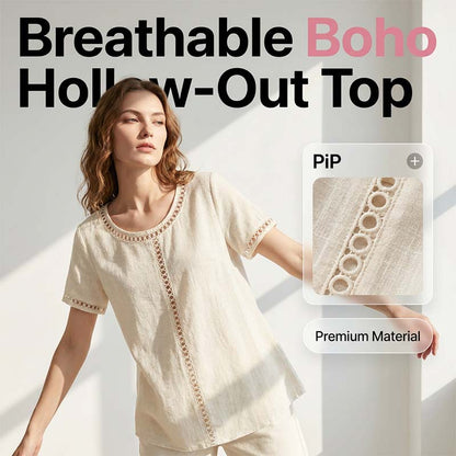 🌸👚 Bohém áttört felső – Légáteresztő, puha pamutkeverék, 6 színben! ✨💫