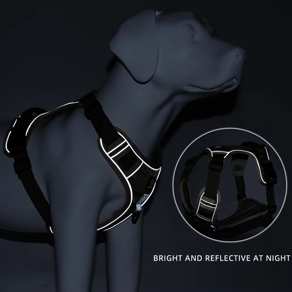 🐶 Multifunkcionális hám nagy kutyáknak🦮 Húzásgátló kutyahám pórázzal és nyakörvvel, LED-es kiegészítővel！