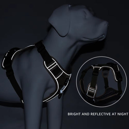 🐶 Multifunkcionális hám nagy kutyáknak🦮 Húzásgátló kutyahám pórázzal és nyakörvvel, LED-es kiegészítővel！