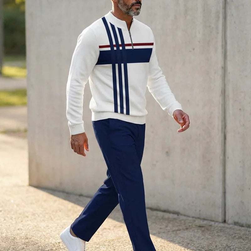😜 35% árcsökkentés🔥 Megfizethető ruhakészletek🏃‍♂️ Férfi modern mintás edzőruha szett – Kényelmes és stílusos mindennapokra!👖