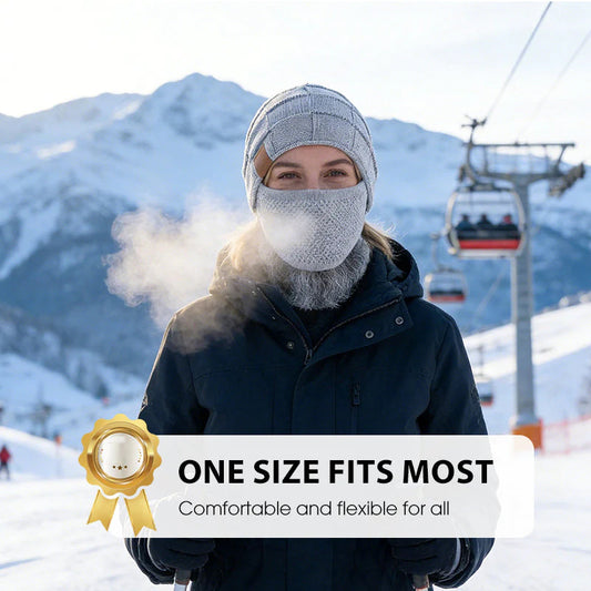 🤩kedvezményes értékesítés🧣2w1 Sapka + Arcvédő – -20°C-ig Meleg! Poliészter + Plüss Bélés!