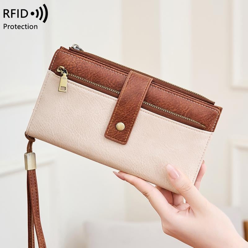 💼 Kétszínű PU bőr pénztárca🔒 RFID védett női pénztárca – Adatvédelem és elegancia egyben!