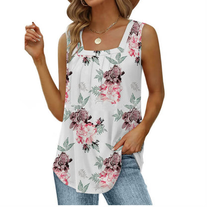 🎁Ingyenes gyönyörű nyaklánc🌸👗 Boho virágmintás pántos felső – Oldalhasítékkal, 8 színben, S–3XL-ig! 💃✨