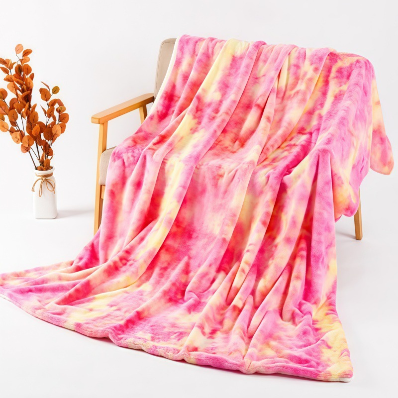 🌈 Élénk tie-dye minta + rendkívül puha plüss szövet🛋️ Minden évszakra alkalmas – Könnyű melegség, mosógépben mosható！