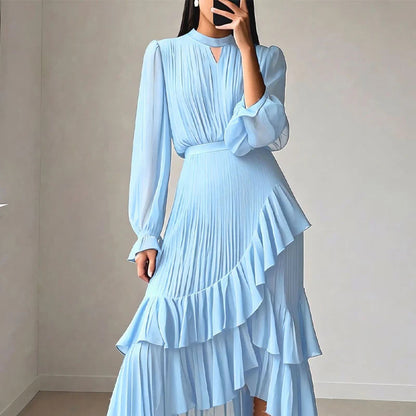 🎁Ingyenes ajándék-📿Gyönyörű nyaklánc💃 Magas nyak, átlátszó ujjak – Kifinomult és nőies sziluett!👗