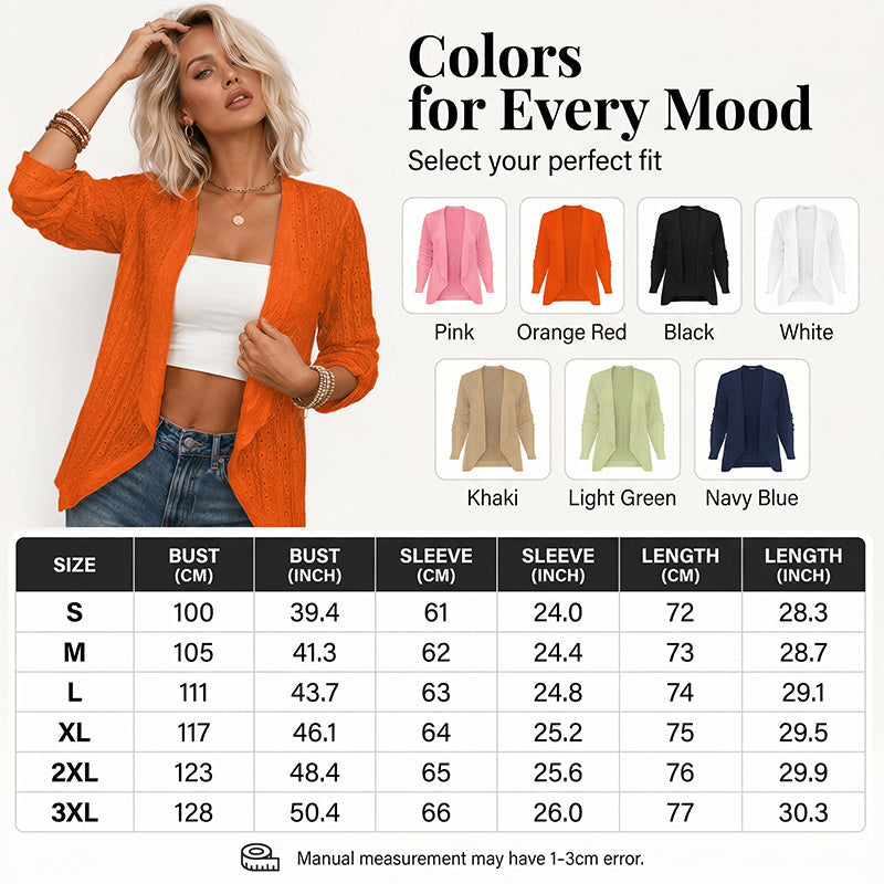 📿Ingyenes rózsa nyaklánc🌿💃 Könnyű nyári réteges kardigán – Háromnegyedes ujjal, S–3XL-ig – Minden alkalomra! 🛍️🌟