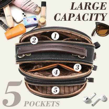 🎉45% árcsökkentés✨Keresztpántos elegáns kézitáska👜Boho stílusú többfunkciós bőr táska – Állítható széles vállpánt, többrekeszes rendezett tárolás!