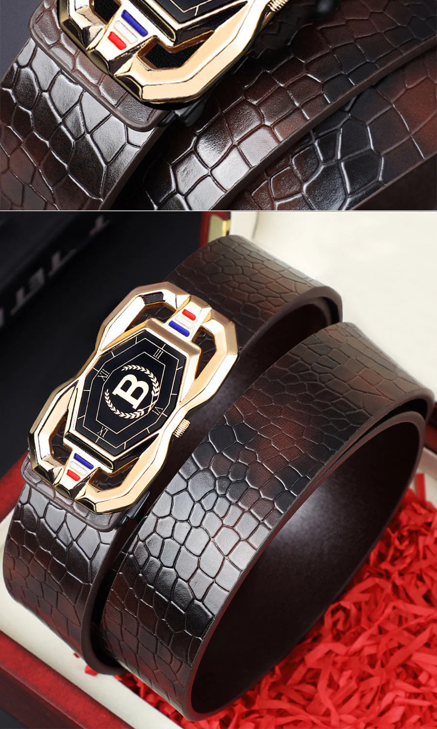 😍 50% kedvezmény🎩💼 Elegáns és praktikus: krokodilbőr és fényes fém a modern úriember számára!