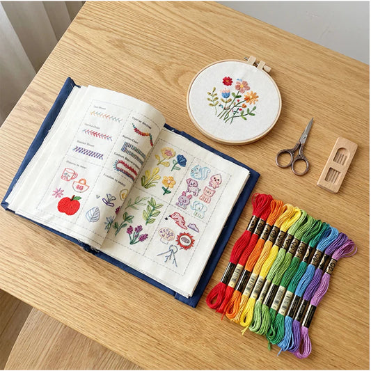 😁árcsökkentési akció🧵DIY Hímző Öltés Gyakorlat Könyv – 90+ Öltés + Minden Alapanyag!