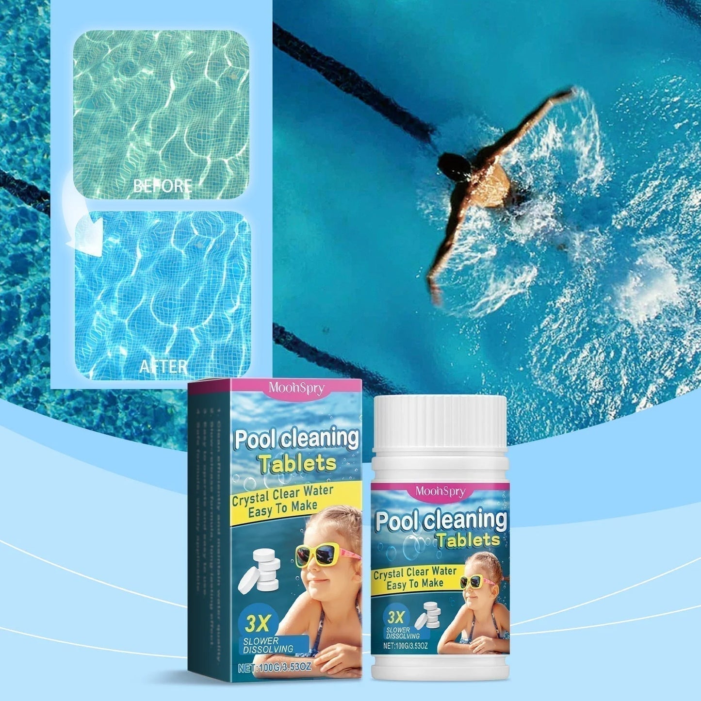 🎁1+1 INGYEN (2 db)🏊‍♂️ Medencetisztító tabletták kristálytiszta vízért – cseppentsd bele, oldd fel, merülj bele! 🌊✨