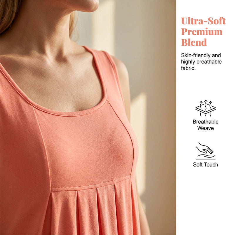🎁⏰ Utolsó 50 darab! – 👗Elegáns, plisszírozott nyári ujjatlan ruha +📿ingyenes gyönyörű nyaklánc!