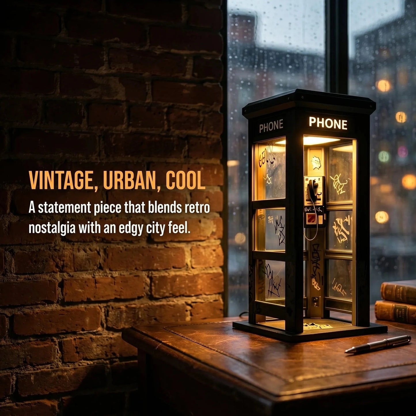 🔥🔝 Legnépszerűbb termékek📞 Urban Noir telefonfülke lámpa – Retro elegancia kortárs utcai művészettel🎁🌆
