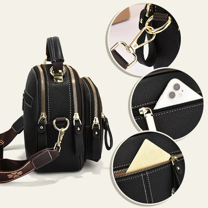 🎉45% árcsökkentés✨Keresztpántos elegáns kézitáska👜Boho stílusú többfunkciós bőr táska – Állítható széles vállpánt, többrekeszes rendezett tárolás!