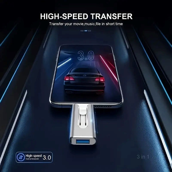 💾⚡ DATAFLEX 3 az 1-ben pendrive – 128 GB, akár 20 MB/s sebesség, iPhone-hoz és Androidhoz is! 📱💻