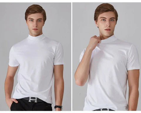 🔥1+1 ingyenes👕 Magas gallér férfi póló🌿 Lélegző anyag – Elegáns mindennapi viselet minden férfinak!