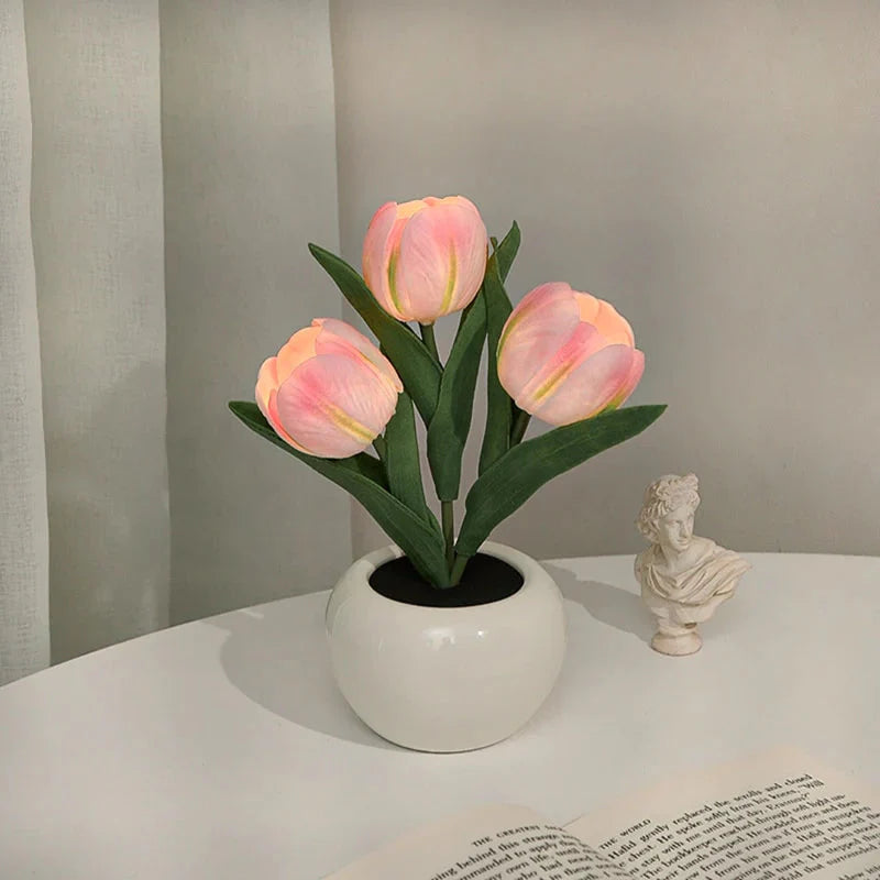 🎁Elemek mellékelve💡 Tulipán éjjeli lámpa – Romantikus világítás és otthoni dekoráció egyben!